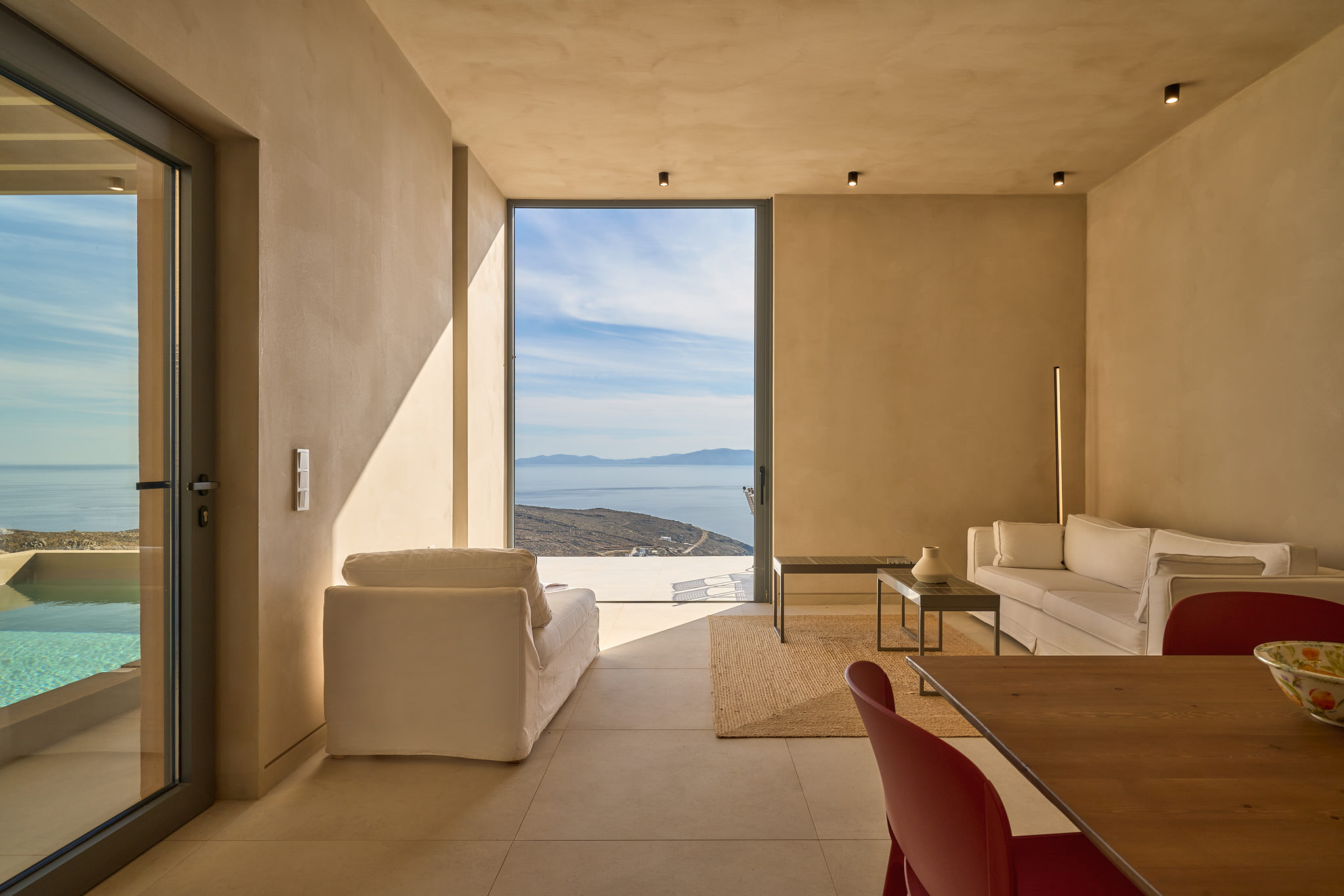 The "1st suite" is located next to one of the infinity pools featuring iconic design.