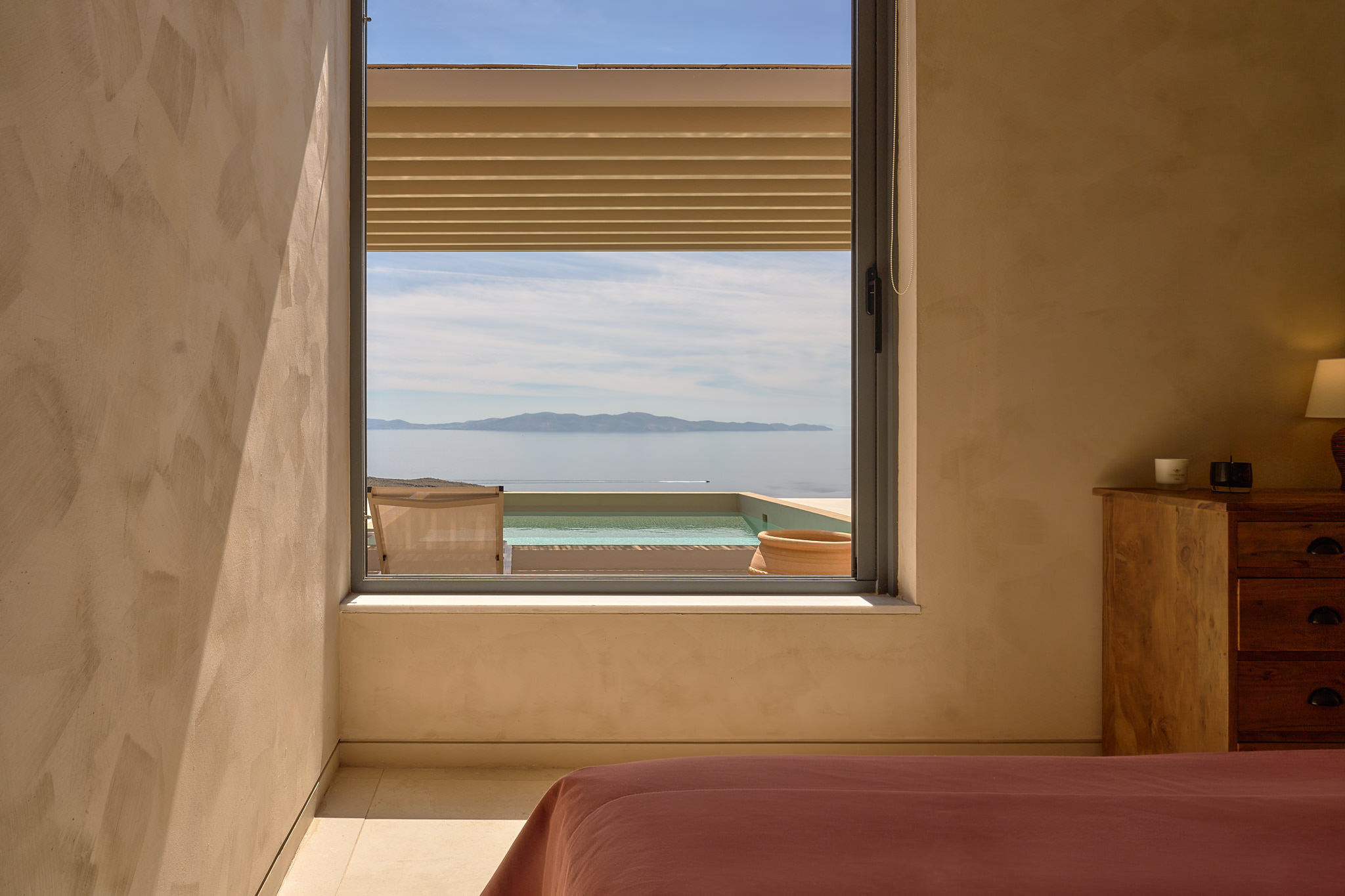 Twin Bedroom, located in the "3rd suite" featuring direct pool views & sea views.