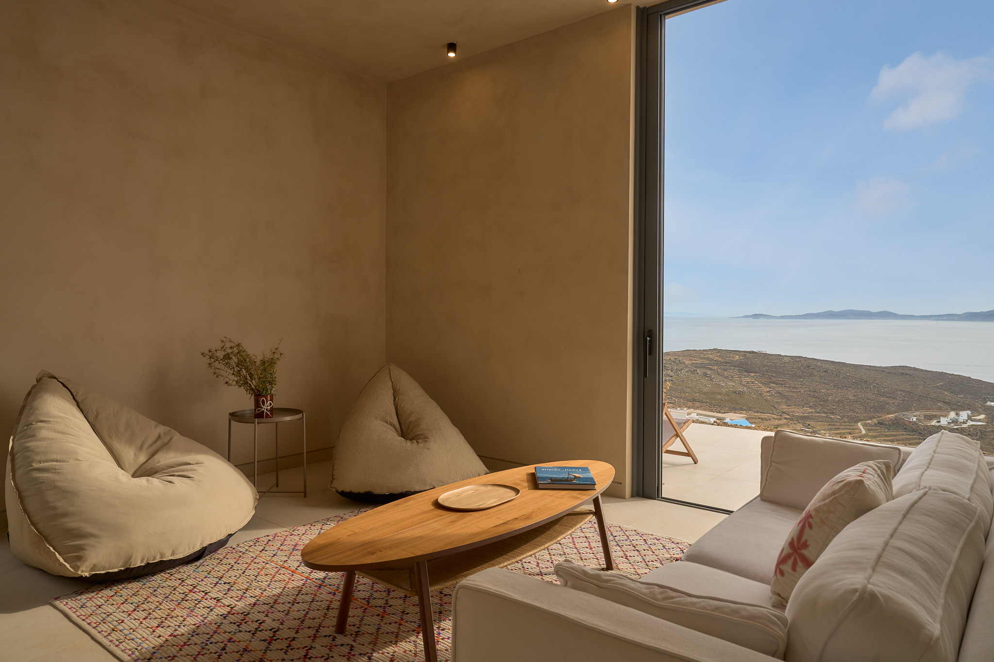 The living room are of the "2nd suite" overlooking the sea.