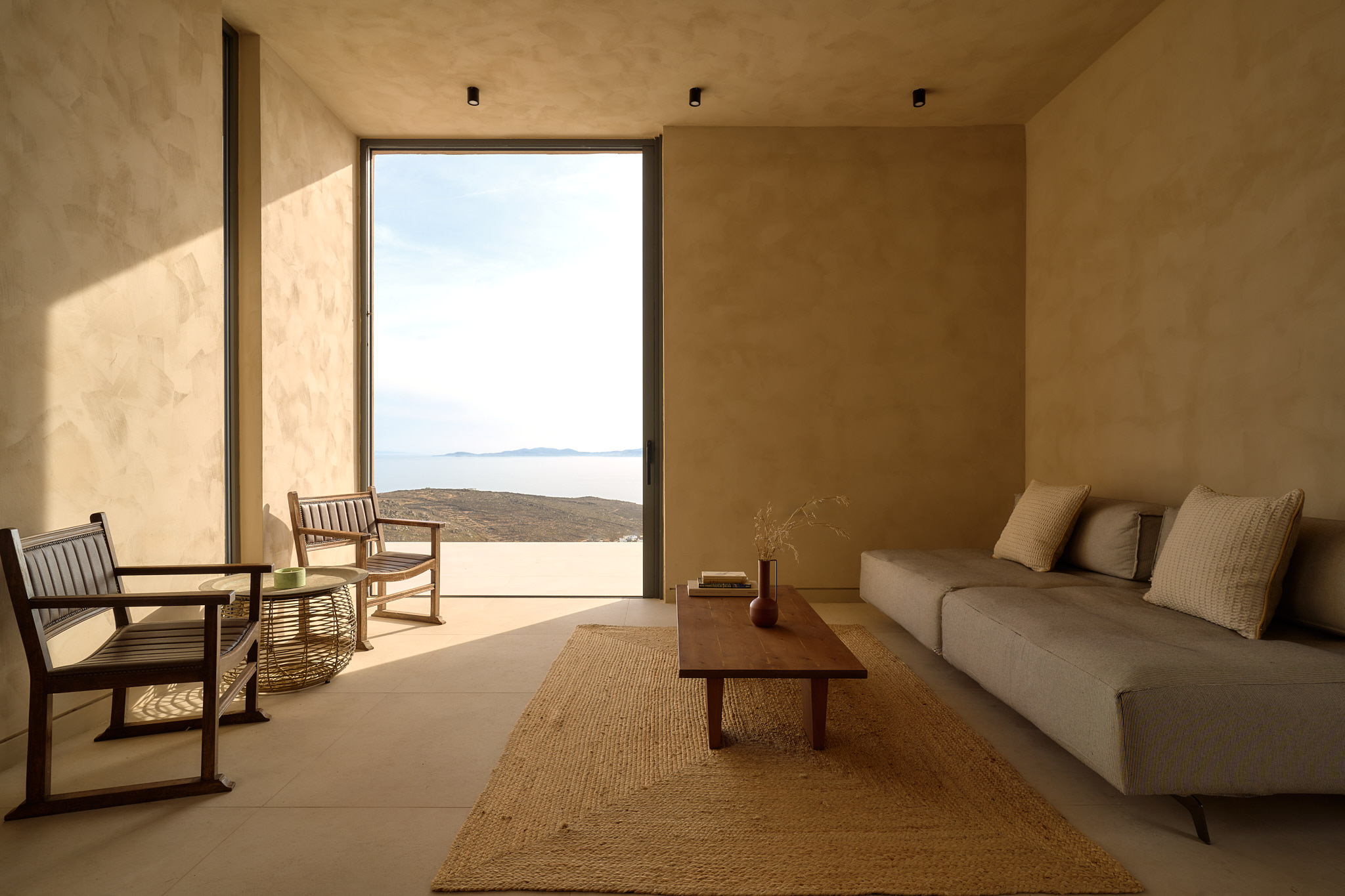 Living room, featured in the "3rd suite" with sublime sea views.